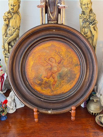 Quadro Antigo com Anjo Querubim