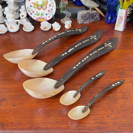 Antigo Conjunto de Colheres em Madrepérola.