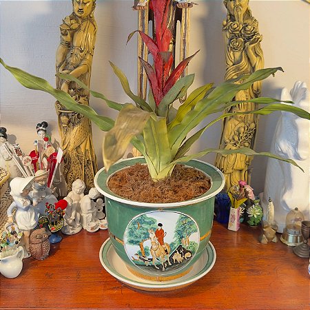 Cachepot Grande Antigo Pintura Equestre.