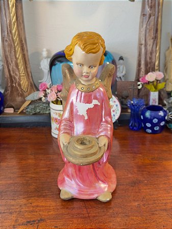 Candelabro Anjo Barroco em Estuque.