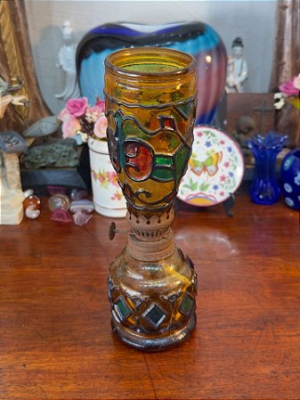 Rara Lamparina a Querosene Vitral