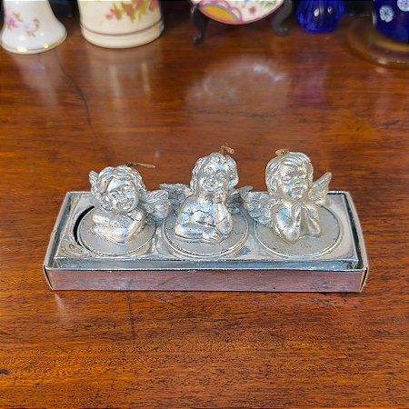 Conjunto de Velas Anjinhos Prateados