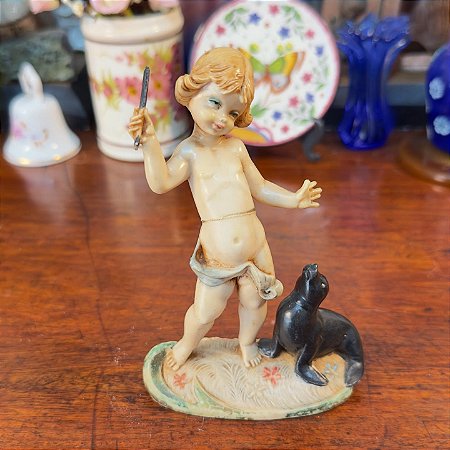 Escultura Italiana Depose - Menino e Foca