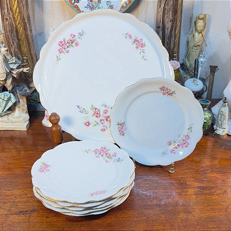 Conjunto de Bolo em porcelana Renner.