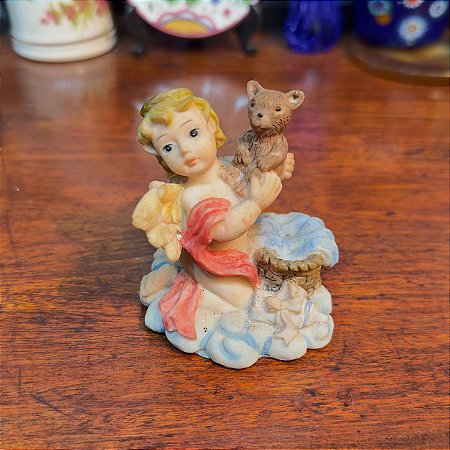 BIBELÔ ANJO COM URSINHO EM RESINA