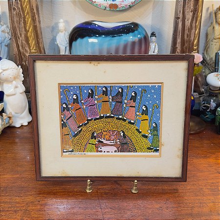 ANTIGO QUADRO COM GRAVURA DE ANTÔNIO POTEIRO