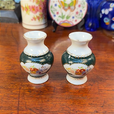 Par de Vasosinhos em Porcelana Pintados à Mão