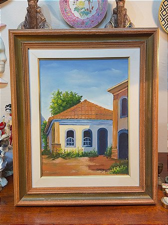 Quadro Pintura Casario Colonial 1994.