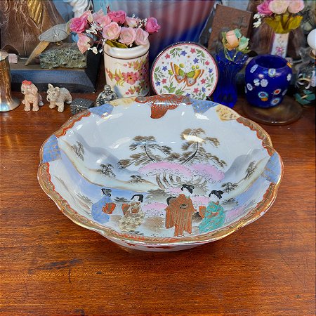 Tigela centro de mesa em Porcelana Japonesa Kutani
