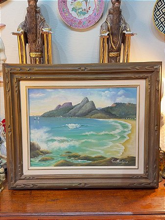 Quadro Óleo Sobre Tela Marinha Ipanema Rio Antigo Vânia Mendonça