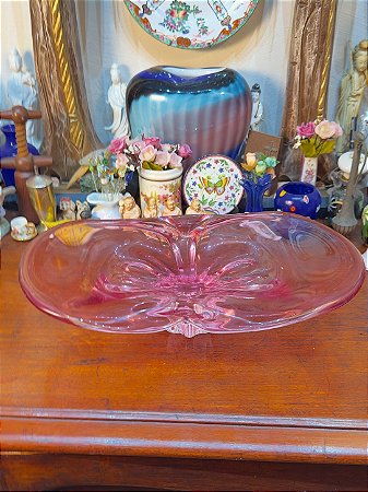 Antigo Centro de Mesa em Cristal Murano Rosê.
