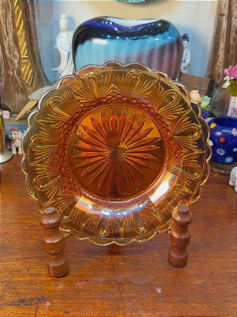 Prato em Vidro Carnival Glass