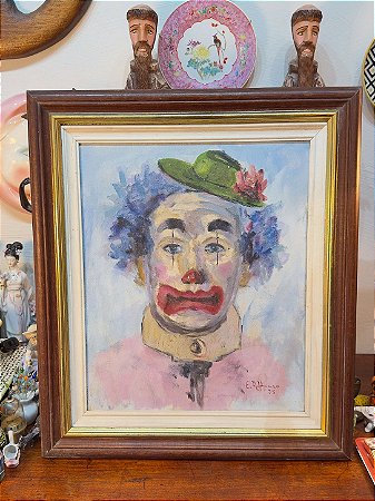 Quadro Antigo Óleo sobre Tela “Palhaço” – Assinado E. Affonso (1995)