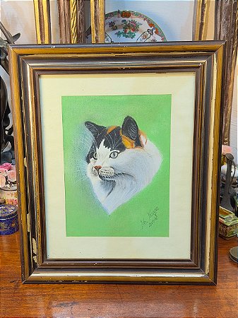Quadro Emoldurado – Gatinho em Pastel/Lápis de Cor (2004)