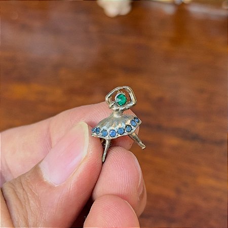 Antigo Broche Miniatura Bailarina.