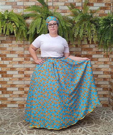 Saia + Pano de cabeça oxford estampado