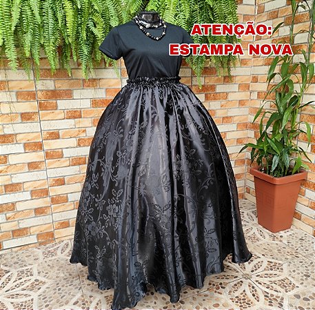 Saia Jacquard preto - NOVA ESTAMPA