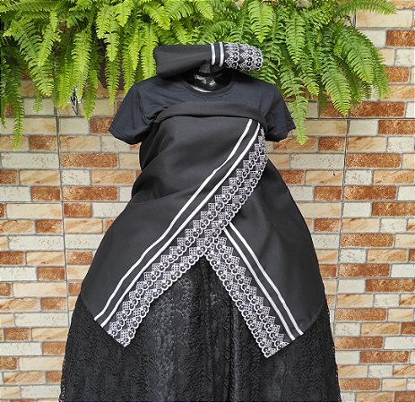 Conjunto pano de cabeça + Pano da costa preto/prata