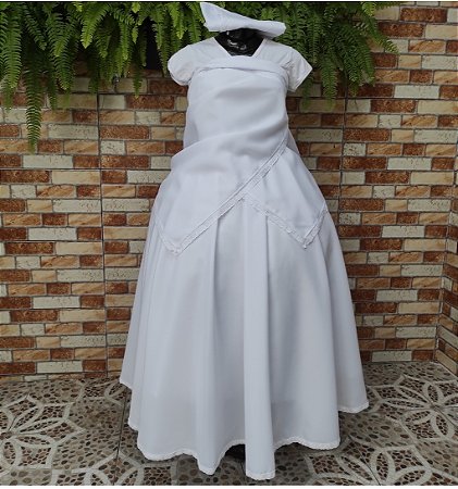 Conjunto 03 peças (Saia + Panos) Oxford branco