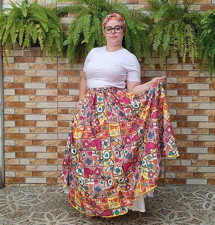 Saia + pano de cabeça Oxford estampado