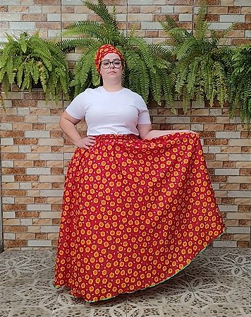 Saia + pano de cabeça Oxford estampado