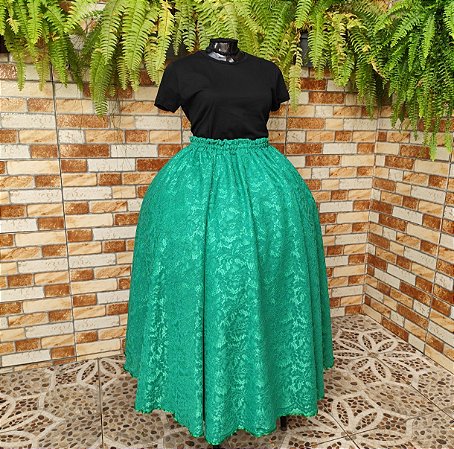 Saia renda forrada verde
