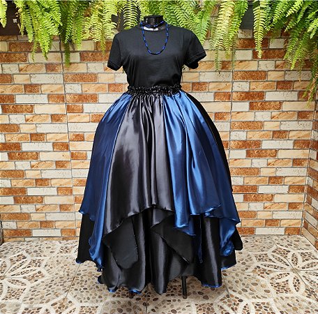 Saia Lenços preta/azul marinho