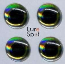 4mm - Prateado / Íris preta / Contorno íris amarelo