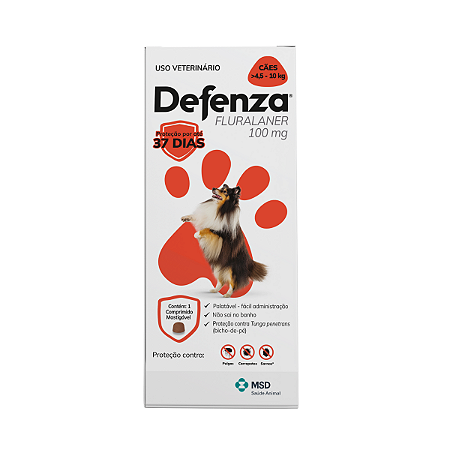 Defenza Antipulgas e Carrapatos para Cães de 4,5 a 10kg 1 comprimido