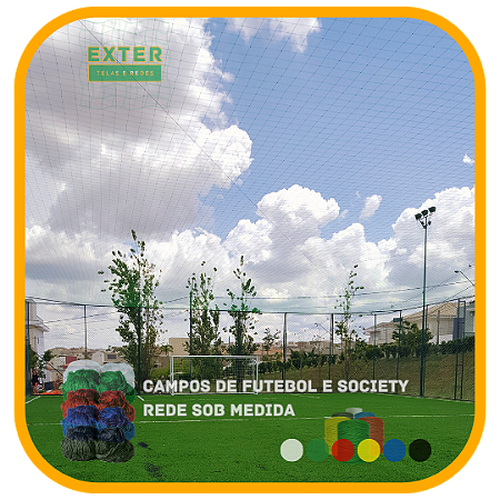 Rede de Proteção Esportiva para Cobertura de Campo/Quadra de Futebol, Futsal e Society - Fio 2 - Malha 12 cm (Sob Medida)