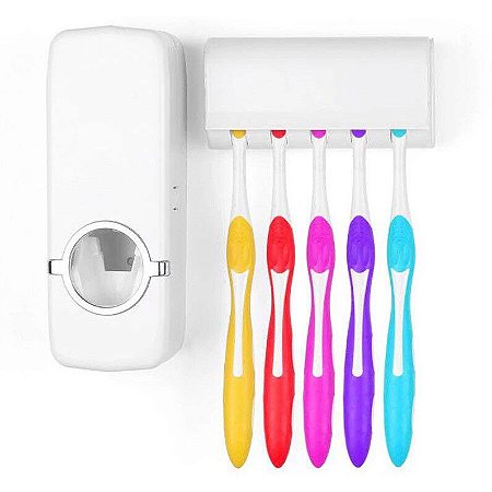 Aplicador Dispenser Pasta de Dente com Suporte Para Escova
