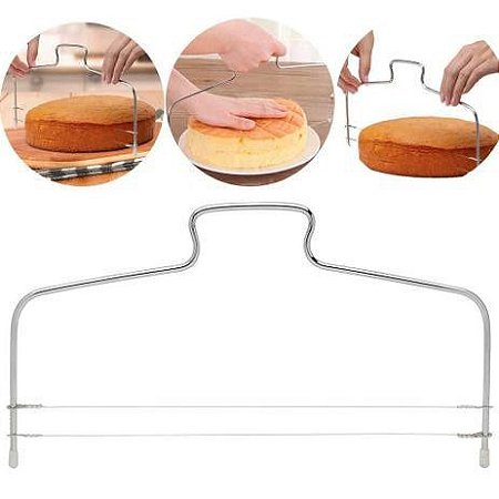 Cortador Nivelador Fatiador De Bolo Fio Duplo Ajustável Inox
