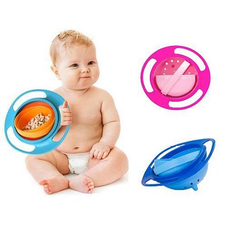 Prato Não Cai Comida Potinho Infantil Bebe Giratório 360°