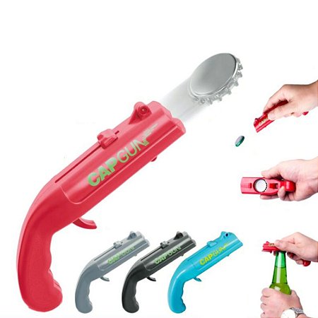 Abridor Cerveja Garrafa Atirador Lançador De Tampas Bebida Lança Tampinha Atira Tampa Mini Arma Cap Gun Top