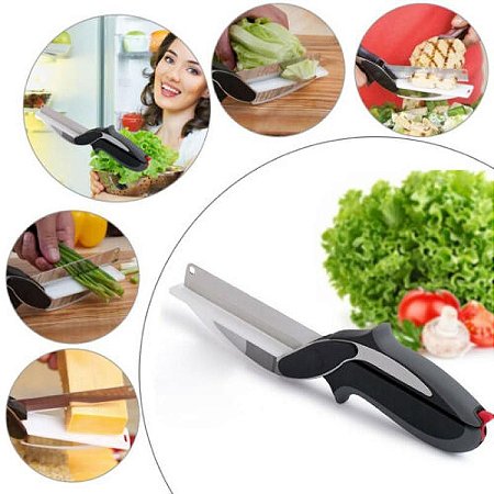 Tesoura Faca E Tabua Multifunção Inox Clever Cutter Cozinha