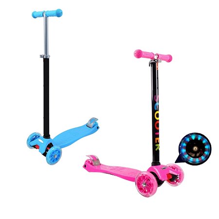 Patinete Infantil 4 Rodas Led - 60Kg e 3 Rodas Led - 40Kg