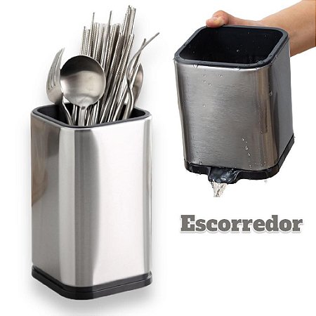 Porta Talher Escorredor Inox Organizador Pia Utensílios De Cozinha Armazenamento Talheres Organização