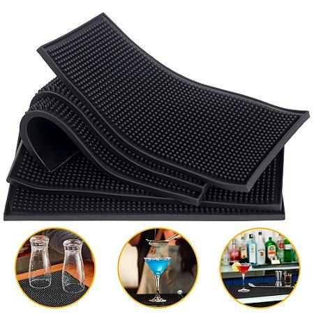 Tapete De Pia Escorredor Bar Antiderrapante Silicone Emborrachado Barman Secar Louças Copos Cozinha Preparar Drinks PVC