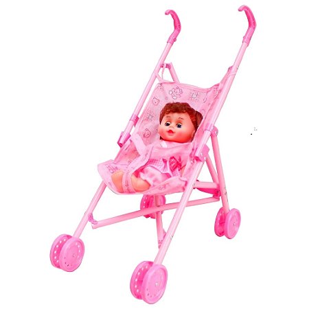 Carrinho De Boneca Dobrável Brinquedo Infantil Plástico Ou Ferro