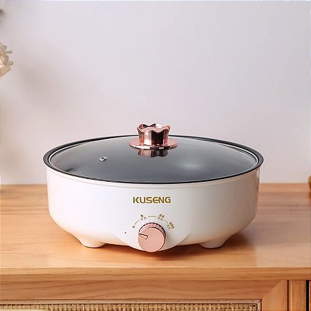 Panela elétrica Multifuncional Grande Frigideira Antiaderente Portátil Assadeira Inteligente 110V Cozinha Churrasco Sopa