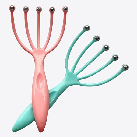 Massageador Corporal Cabeça Facial Lula Portátil Pente Garra Massageadora com Bolas Metálicas