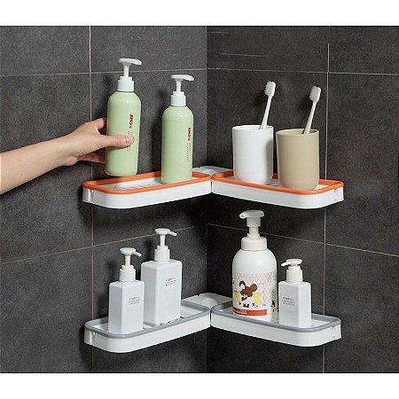 Suporte Prateleira Dobravel Adesivo Shampoo Creme Sabonete Banho Cozinha Banheiro Organizador Box Canto Multiuso Rack