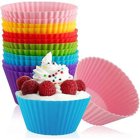 Formas De Silicone Para Cupcake Muffin Bolo Torta Pudim Mini Forminhas 12 Peças