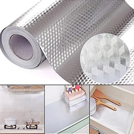 Papel De Parede Alumínio Impermeável Lavável Adesivo Cozinha Decoração Protetor Gaveta Fogão Umidade Gordura Água Óleo