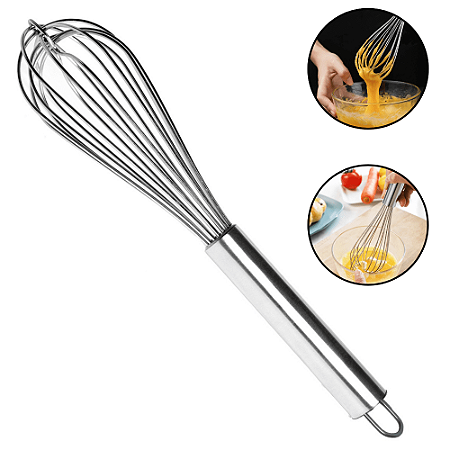 Batedor De Ovos Manual Fue Profissional Reforçado Cozinha Fouet Inox Confeitaria Bolo Chantilly Fuê