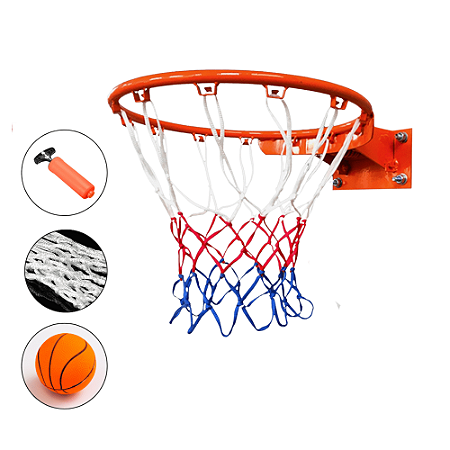 Aro De Basquete com Rede Cesta De Basketball Ferro Cesto Basket Grande Esportivo Bola Menino Menina