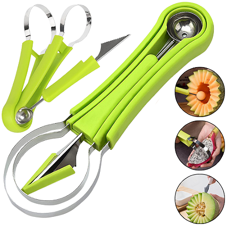 Cortador De Fruta Boleador De Frutas Esculpir Decorador De Legumes Fatiador Alimentos Cozinha Inox