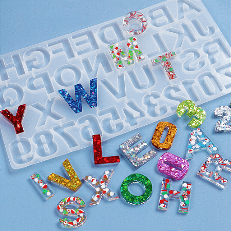 Molde De Silicone Para Resina Alfabeto Chaveiro Forma Letras Número Artesanato Confeitaria Doce Bolo