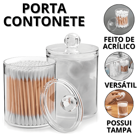 Porta Cotonete e Algodao Potinho Organizador Com Tampa Pote Para algodão Manicure Cotonetes Algodões