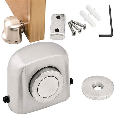 Trava Porta Magnetico Prendedor Batente De Metal Amortecedor Anti Impacto Inox Casa Piso Protetor Parece